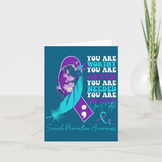 Carte Ruban Violet Turquoise de Sensibilisation à la Pré (Devant)