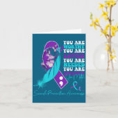 Carte Ruban Violet Turquoise de Sensibilisation à la Pré (Fleur jaune)