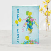 Carte Rubans d'anniversaire en flûte de champagne (Fleur jaune)