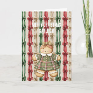 Carte Rubans de Noël à rayures rouges et blanches Ginger
