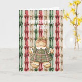 Carte Rubans de Noël à rayures rouges et blanches Ginger (Fleur jaune)