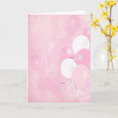 Carte Rubans roses et ballons (Fleur jaune)