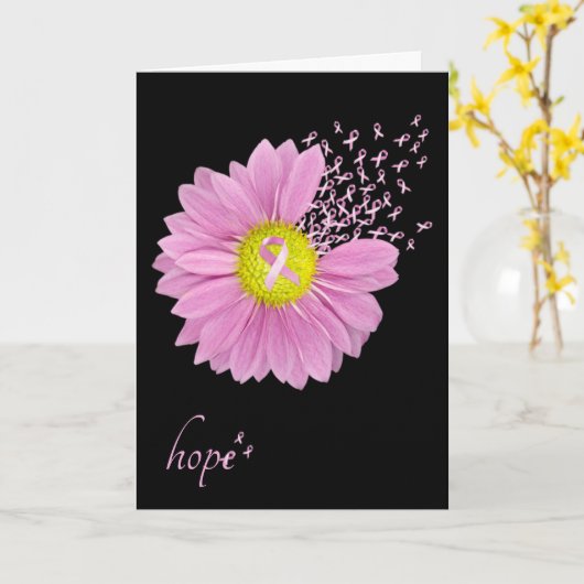 Carte Rubans roses et marguerite Pensez à vous (Fleur jaune)