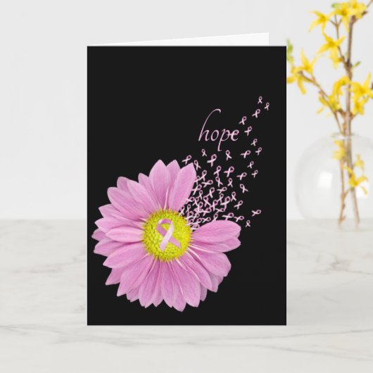 Carte Rubans roses et marmite (Fleur jaune)