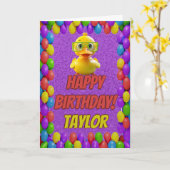 Carte Rubber Duck Salutation personnalisée Fun Anniversa (Fleur jaune)