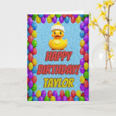 Carte Rubber Duck Salutation personnalisée Fun Anniversa (Fleur jaune)