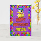 Carte Rubber Duck Salutation personnalisée Fun Anniversa (Fleur jaune)