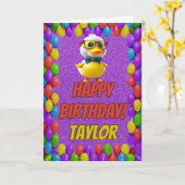 Carte Rubber Duck Salutation personnalisée Fun Anniversa (Fleur jaune)