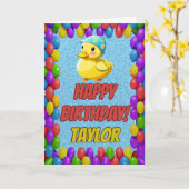 Carte Rubber Duck Salutation personnalisée Fun Anniversa (Fleur jaune)