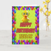 Carte Rubber Duck Salutation personnalisée Fun Anniversa (Fleur jaune)