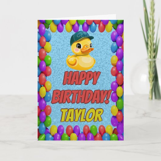 Carte Rubber Duck Salutation personnalisée Fun Anniversa (Devant)