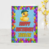 Carte Rubber Duck Salutation personnalisée Fun Anniversa (Fleur jaune)