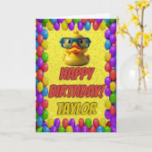 Carte Rubber Duck Salutation personnalisée Fun Anniversa (Fleur jaune)