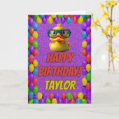 Carte Rubber Duck Salutation personnalisée Fun Anniversa (Fleur jaune)