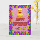 Carte Rubber Duck Salutation personnalisée Fun Anniversa (Fleur jaune)