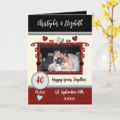 Carte Ruby 40e anniversaire ajouter des noms photo noir (Fleur jaune)