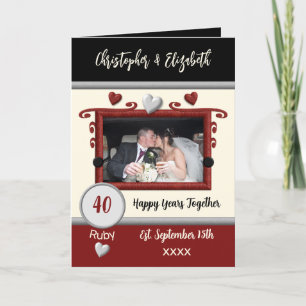 Carte Ruby 40e anniversaire ajouter des noms photo noir
