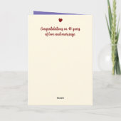 Carte Ruby 40e anniversaire ajouter des noms photo viole (Dos)