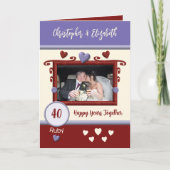 Carte Ruby 40e anniversaire ajouter des noms photo viole (Devant)