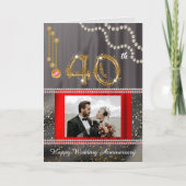 Carte Ruby 40th Anniversary Gold Number & Pearls (Devant)