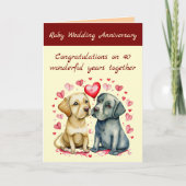 Carte Ruby 40th wedding anniversary yellow dogs card (Devant)