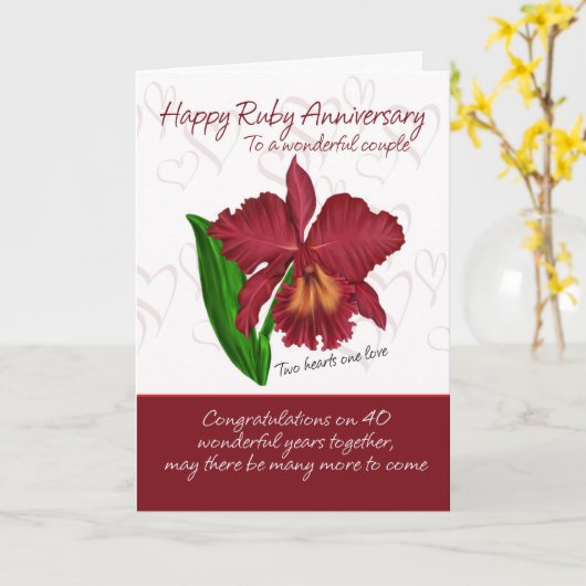 Carte Ruby Anniversary Card (Fleur jaune)