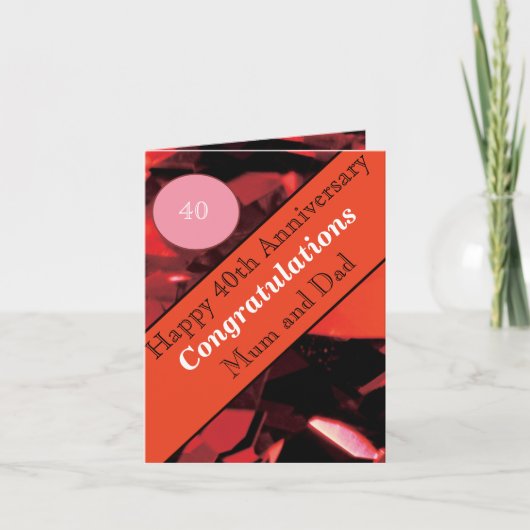 Carte Ruby du 40e anniversaire du Mariage (Devant)
