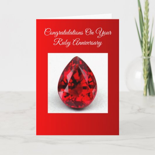 Carte Ruby Personnalisé 40e anniversaire de Mariage (Devant)