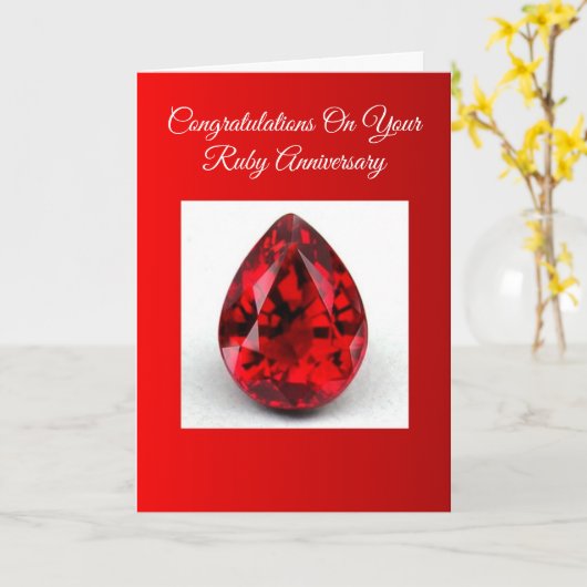 Carte Ruby Personnalisé 40e anniversaire de Mariage (Fleur jaune)