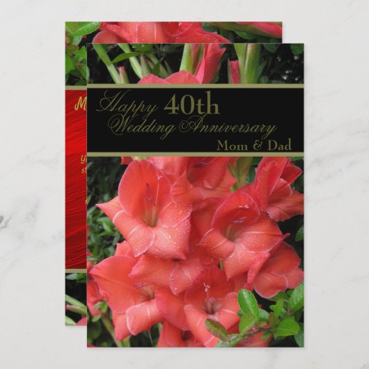 Carte Ruby Red 40th Mariage Anniversary Maman et Papa (Devant / Derrière)