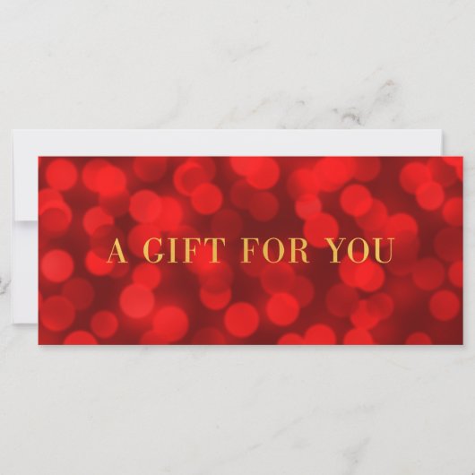 Carte Ruby Red Bokeh Lights Faux Gold Certificat cadeau (Devant)