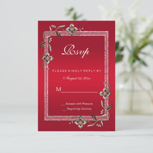 Carte Ruby Red Gems & Parties scintillant Ruby 40E Maria (Debout devant)