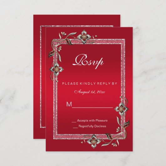 Carte Ruby Red Gems & Parties scintillant Ruby 40E Maria (Devant / Derrière)