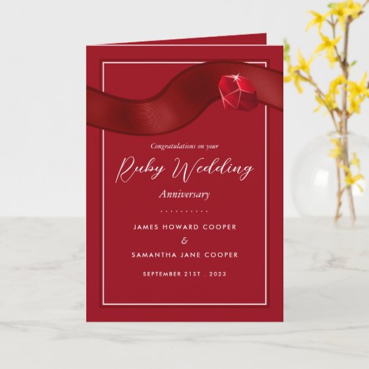 Carte Ruby Ribbon, 40 ans de Mariage (Fleur jaune)