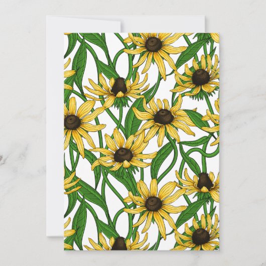 Carte Rudbekia jaune sur blanc (Devant)