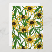 Carte Rudbekia jaune sur blanc (Devant / Derrière)