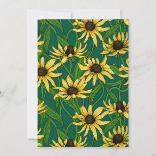 Carte Rudbekia jaune sur vert foncé