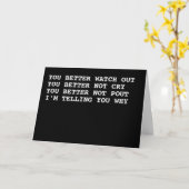 Carte Rude Funny Santa Claus is Coming to Town Christmas (Fleur jaune)