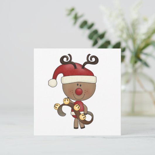 Carte Rudy Reindeer Avec Des Cloches (Debout devant)