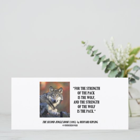 Carte Rudyard Kipling Force De La Citation De Loup Pack (Debout devant)