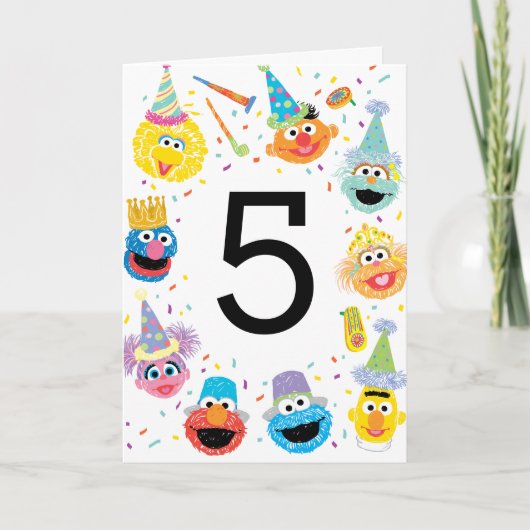 Carte Rue Sésame Confetti Joyeux 5e Anniversaire (Devant)