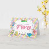 Carte Rue Sésame| Deuxième anniversaire rayé (Fleur jaune)