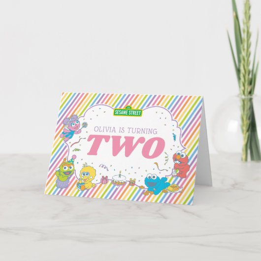 Carte Rue Sésame| Deuxième anniversaire rayé (Devant)