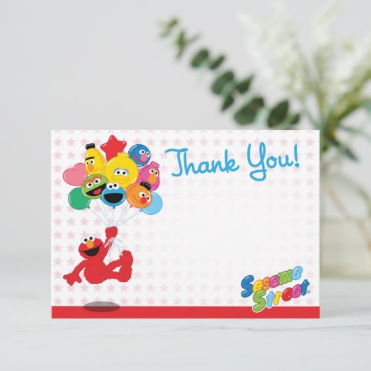 Carte Rue Sésame | Elmo et ses amis - Ballons d'annivers (Debout devant)