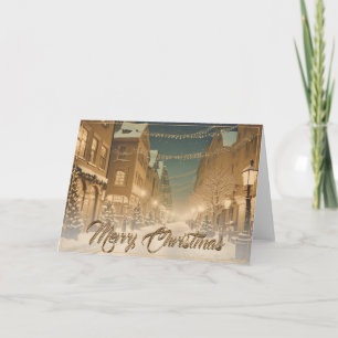 Carte Rues de Noël enneigées dans un centre-ville