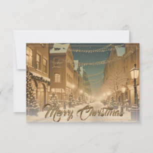 Carte Rues de Noël enneigées dans un centre-ville
