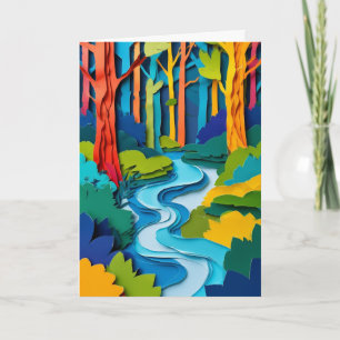 Carte Ruisseau de forêt vibrant dévalant