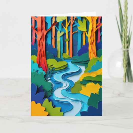 Carte Ruisseau de forêt vibrant dévalant (Devant)