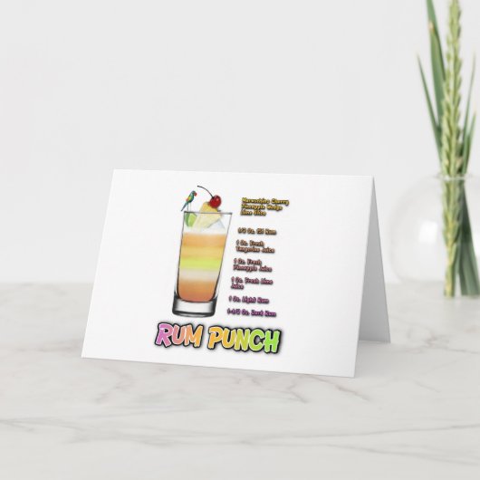 Carte RUM PUNCH Cocktail Recette Art (Devant)