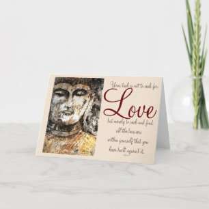 Carte Rumi Love Citation Bouddha Art Grey Card